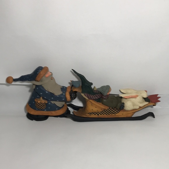 Williraye Studio Brand VTG 1996 SANTA PUSHING SLED Boy Rabbit 2 Locking Pieces - Picture 4 of 15